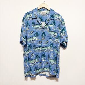 Columbia mens blue button up short sleeve Hawaiian shirt size Large